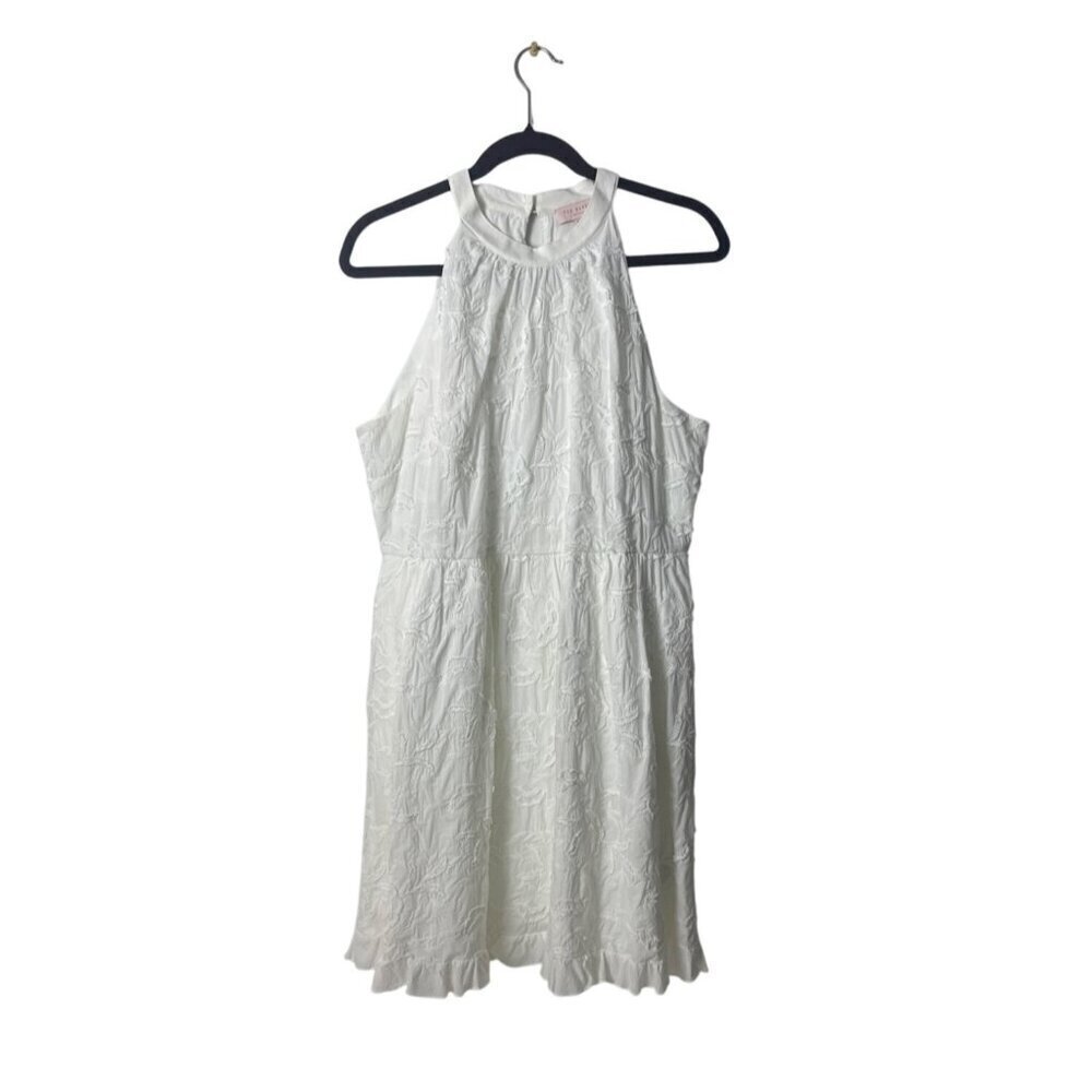 Ted Baker White Floral Embroidered Halter Dress Size 5